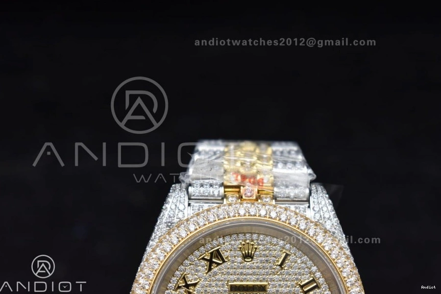 Yellow 2 Diamond DateJust TWD 41mm Gold Best Tone Version Dial Roman 0122